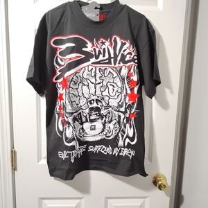 Edgy Graphic Tee in Black and Red